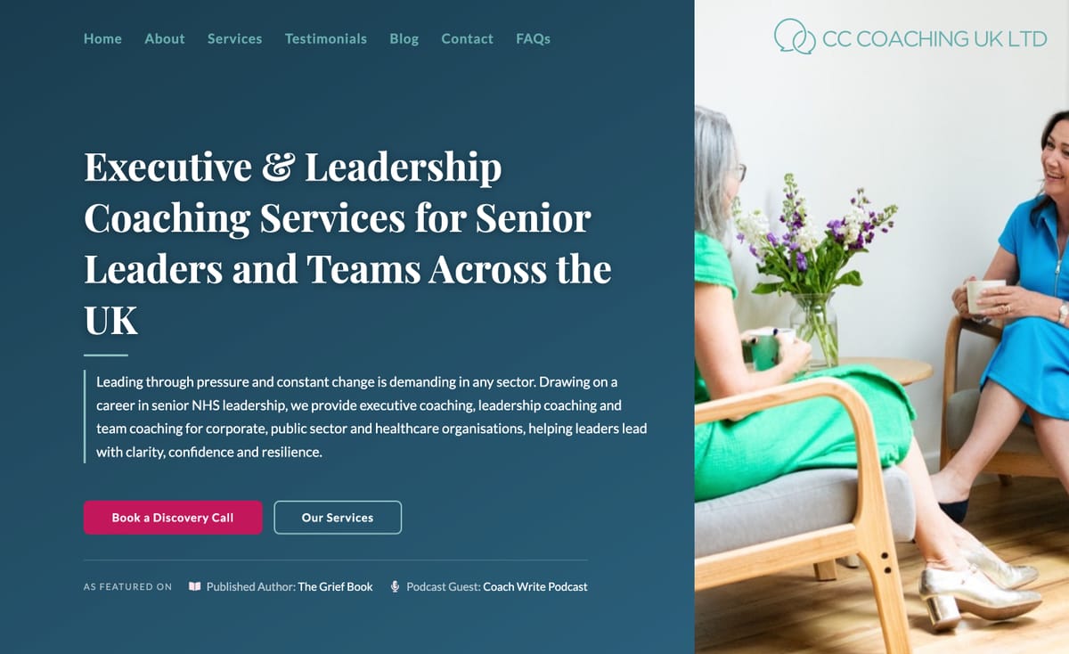 CC Coaching Ltd website on desktop