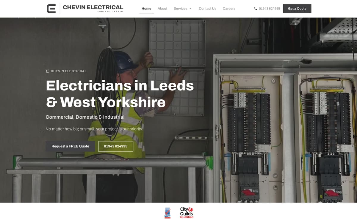 Chevin Electrical Contractors Ltd website on desktop