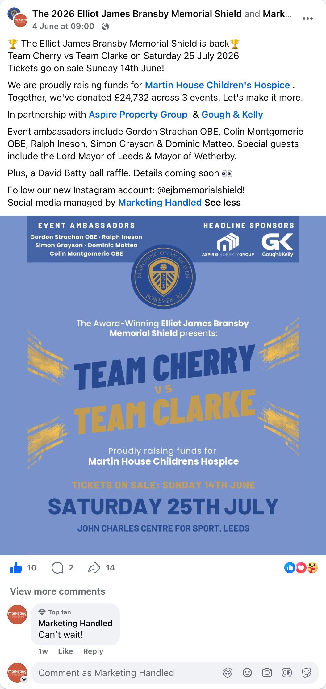 EJB Memorial Shield social media post