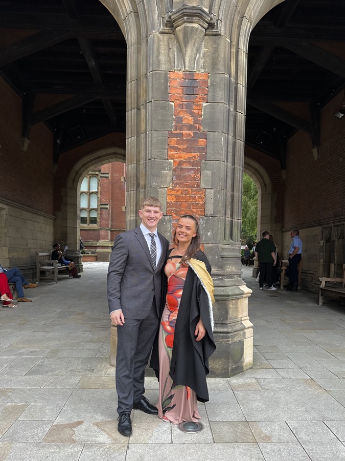 Ella and Alex, founders of Marketing Handled, celebrating their graduation