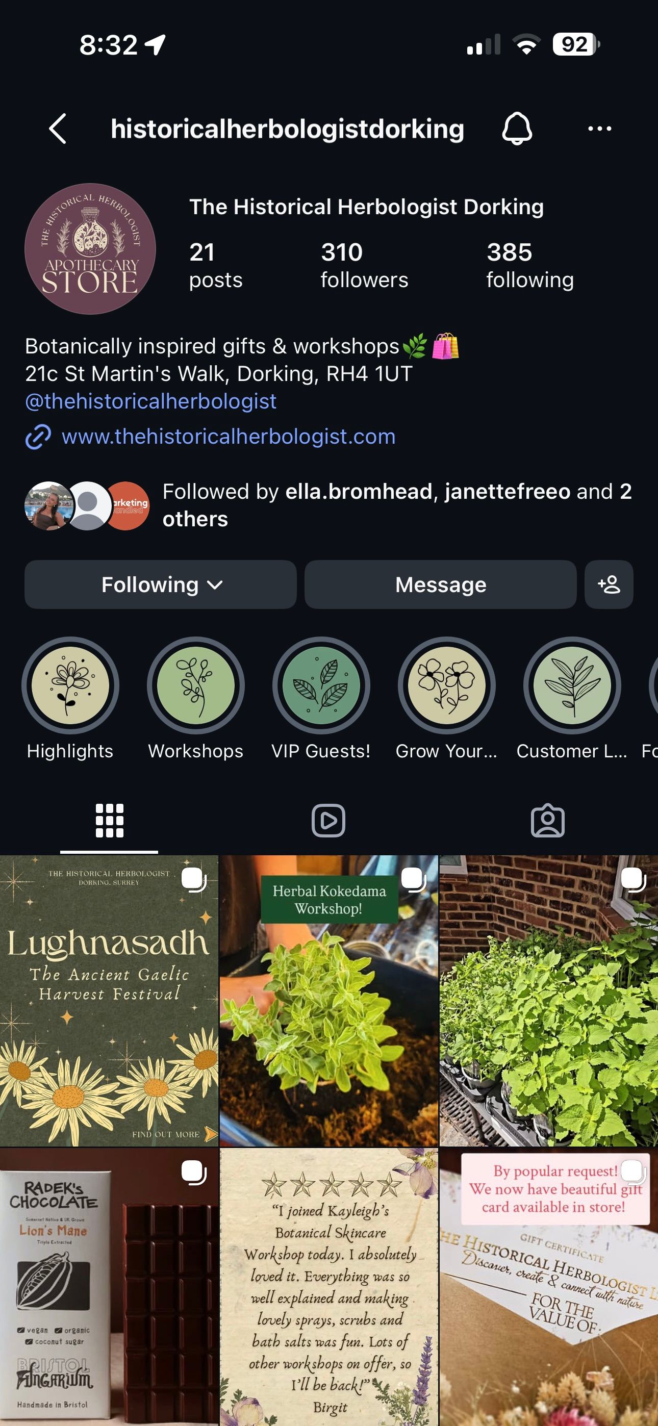 The Historical Herbologist Instagram