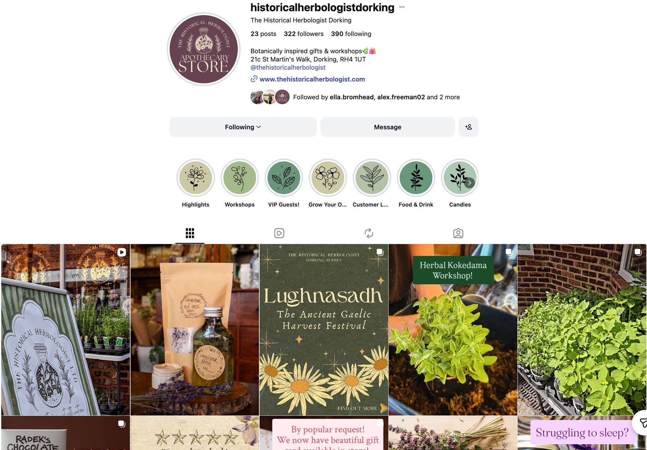 The Historical Herbologist Instagram