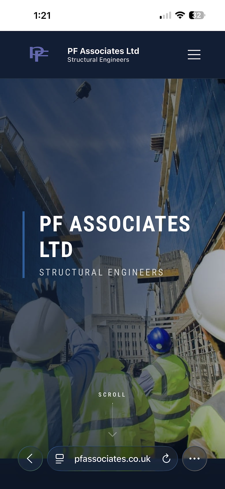 Pf Associates Ltd website on mobile
