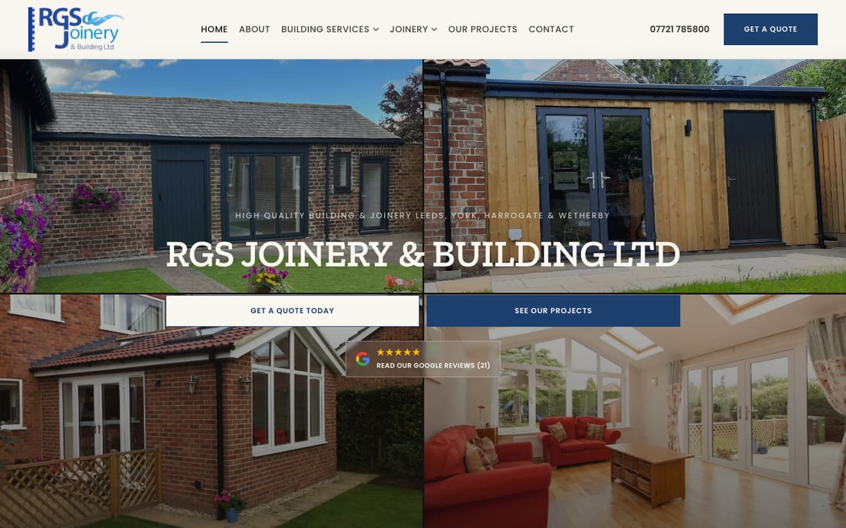 RGS Joinery & Building website on desktop